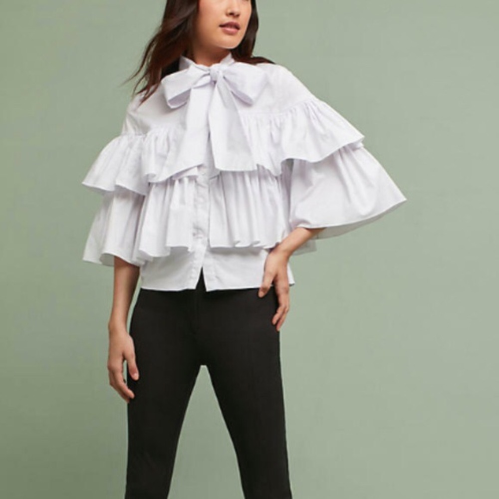 Anthropologie 5 on 7 tiered poplin blouse